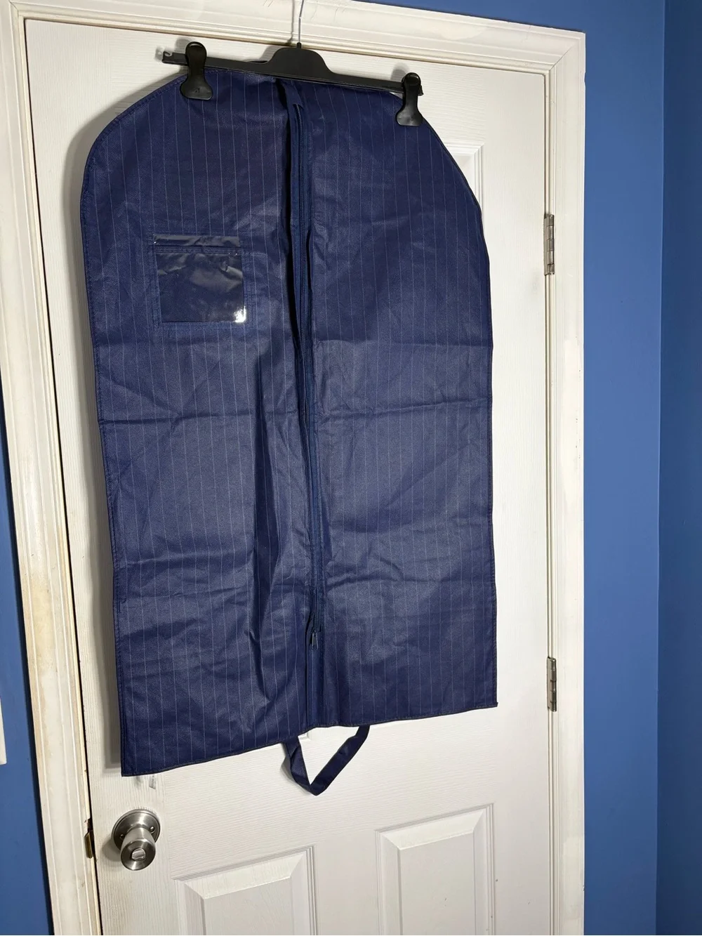 Men's Navy Garment Bag with Zipper Closure